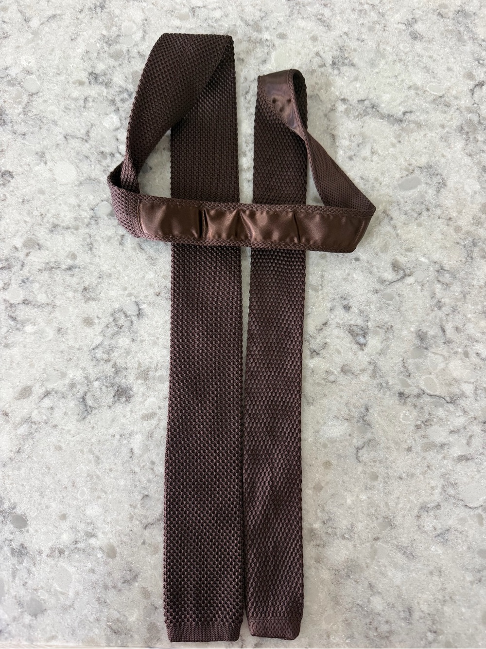 Brown Knit Skinny Tie